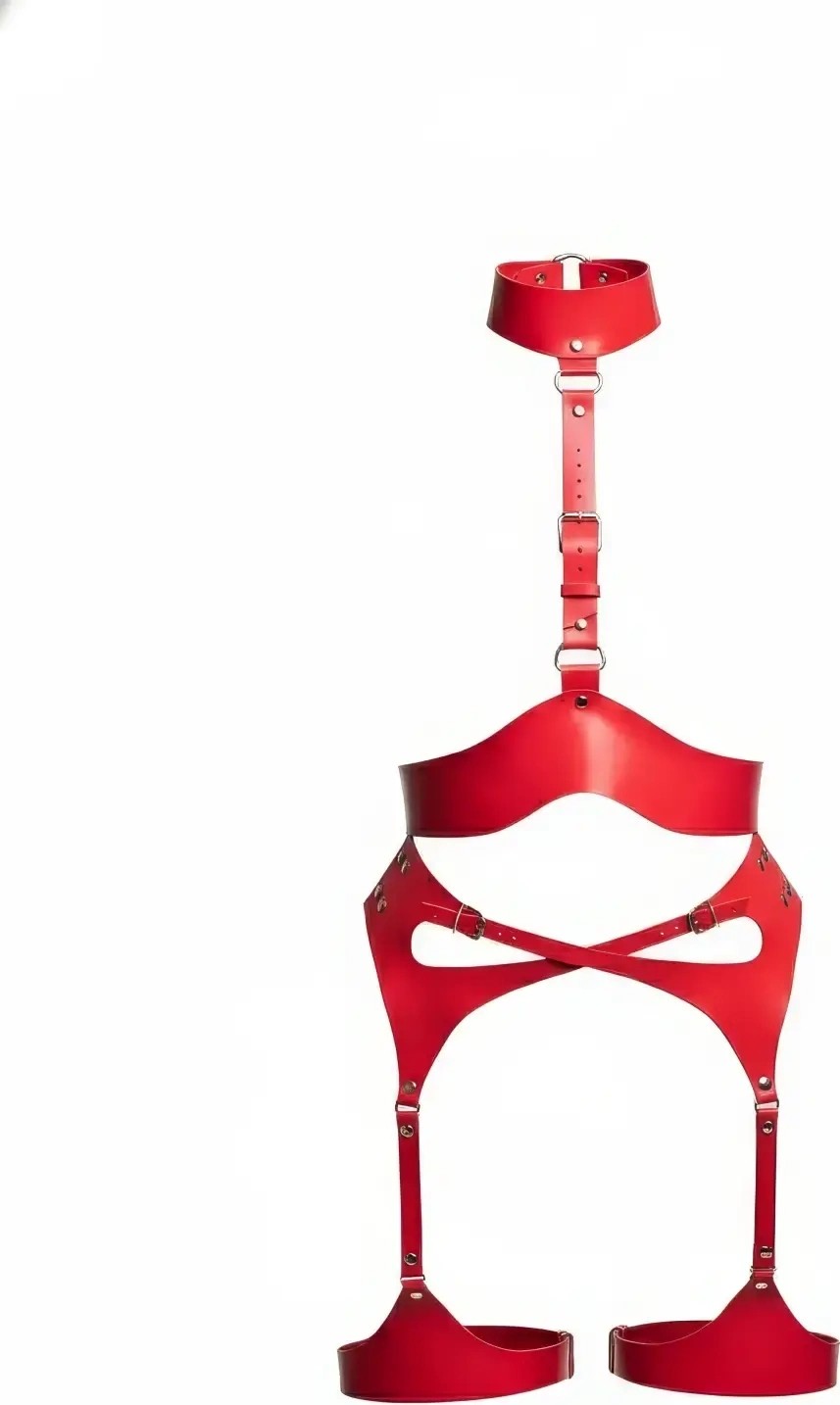 Beruflic Kırmızı Harness Takım Gerdanlık Detaylı Tokalı Deri - APFT1196 görsel 4