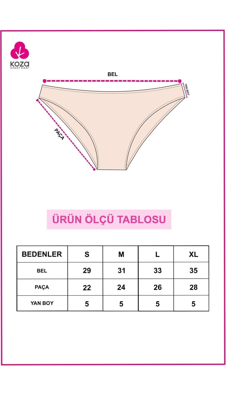Koza İç Giyim Kadın 5'li Likralı Külot görsel 7