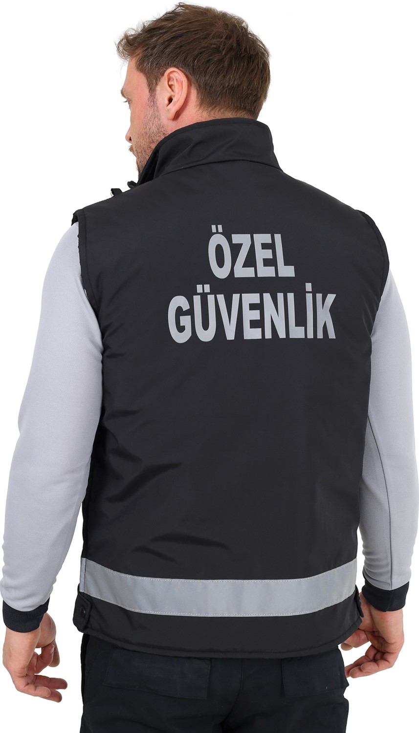 Moda Canel Yeni Tip Güvenlik Erkek Kışlık Içi Kapitoneli Siyah Yelek (Armalı, Baskılı) görsel 4