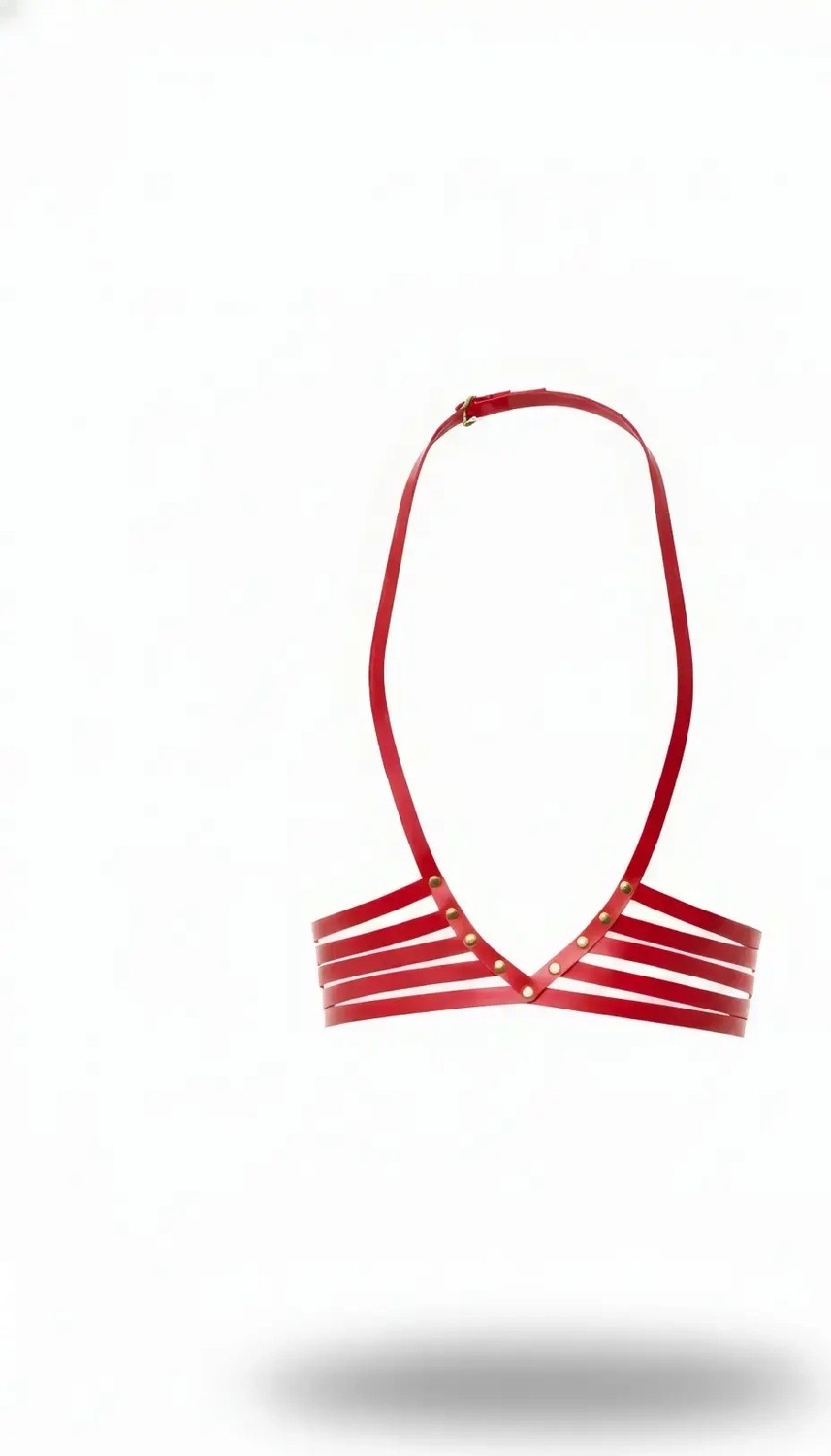 Beruflic Kırmızı Kadın Kemer Deri Çoklu Şeritli Vücut Harness - BRF199 görsel 2