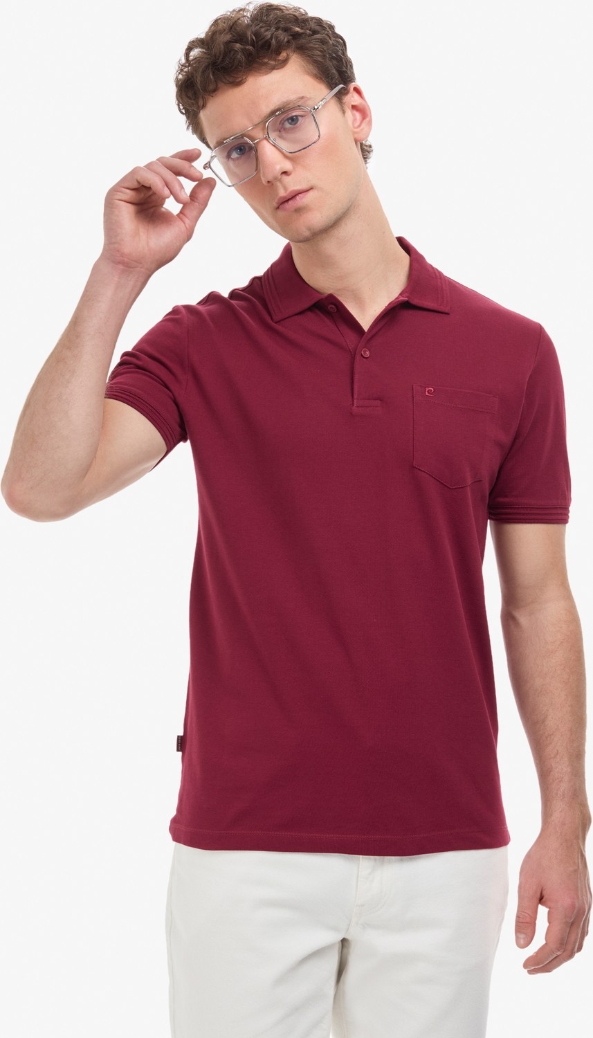 Pierre Cardin Erkek Bordo Regular Fit %100 Pamuk Cepli Kıvrılmaz Düğmeli Polo Yaka Basic Tişört 50325290-VR014