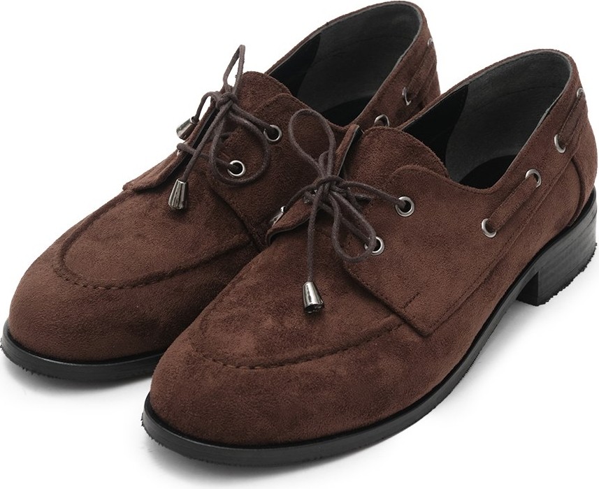 Mio Gusto Kahverengi Kuşgözü Detaylı Bağcıklı Kadın Loafer görsel 2