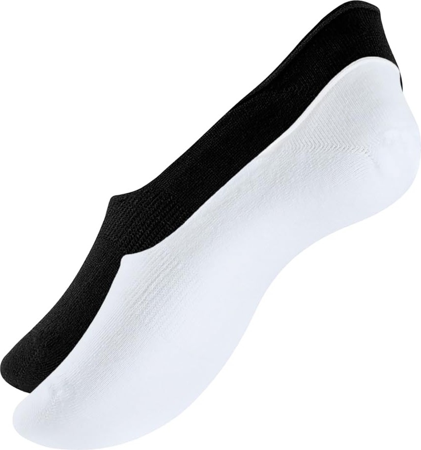 Die Grup Meristanbul 2’li Unisex Görünmez Ayak Çorabı, Siyah & Beyaz, Silikonlu Kaymaz Topuk, Bileksiz Sneaker Çorap, 35-38/39-42/43-46 (Siyah-Beyaz, 39-42)