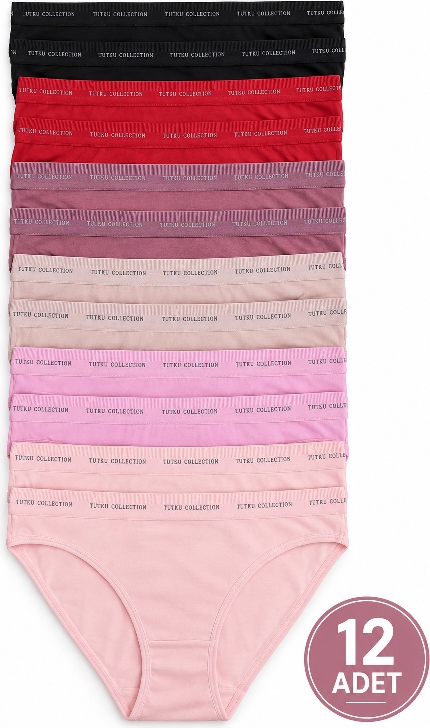 Tutku Kadın 12’li Karışık Pamuklu Likralı Bikini Külot