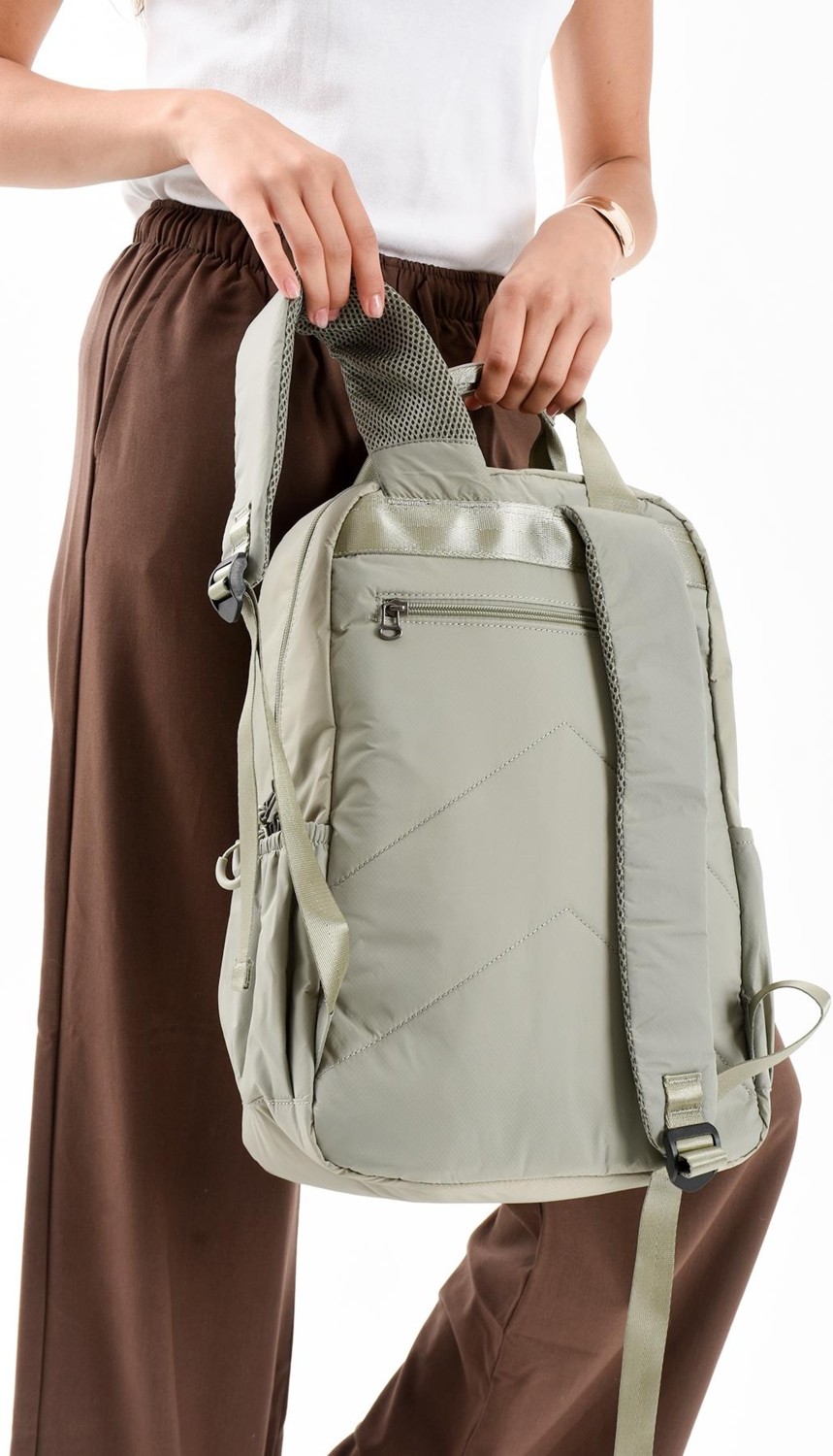 571 Collections Çanta Ultra Hafif Çok Bölmeli Büyük Boy Sırt Çantası(Su Geçirmez, Notebook, Laptop) Vizon Model: (571-13-9F) görsel 3