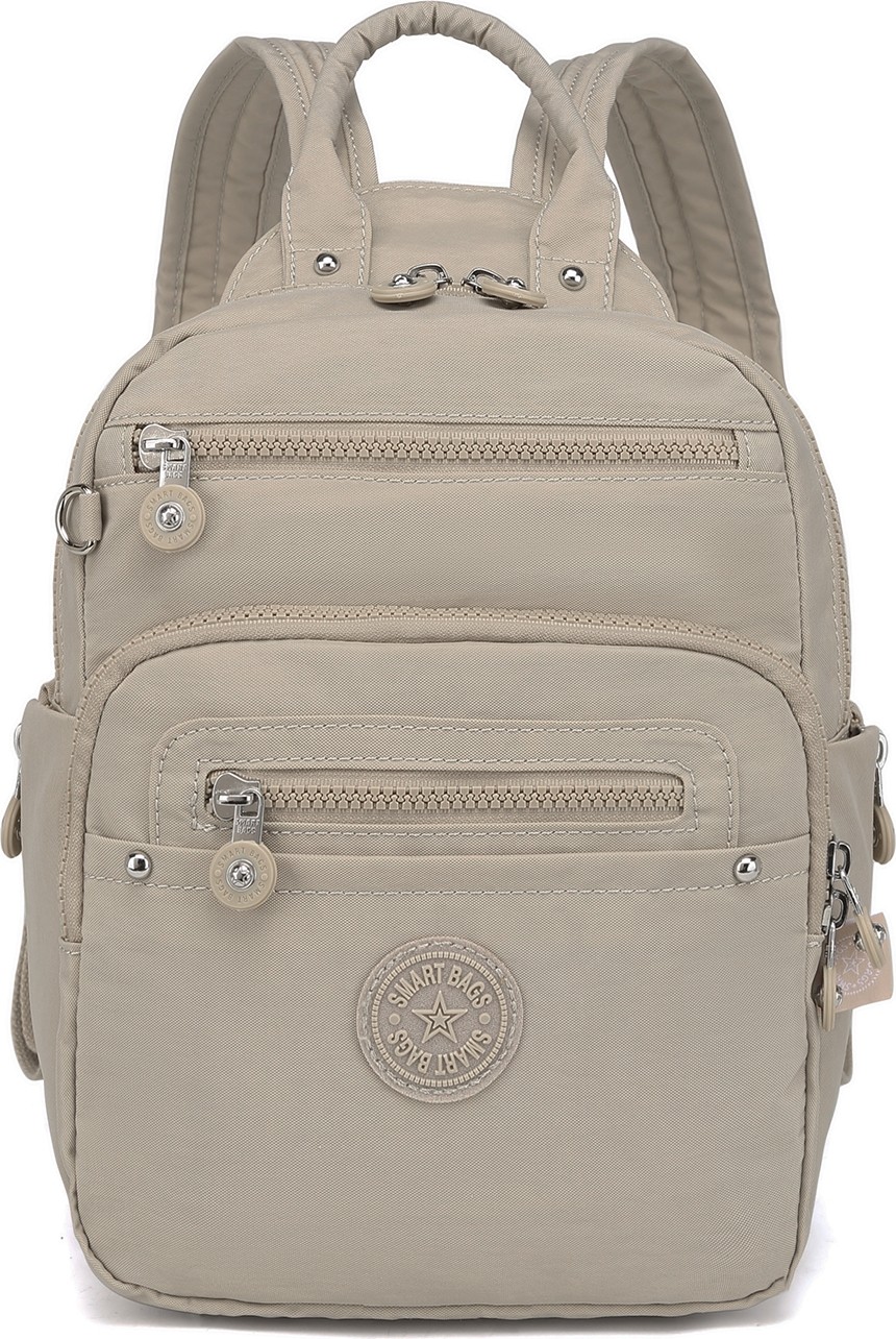 Smart Bags Günlük Küçük Boy Su Geçirmez Krınkıl Kumaş Kadın Sırt Çantası Bej