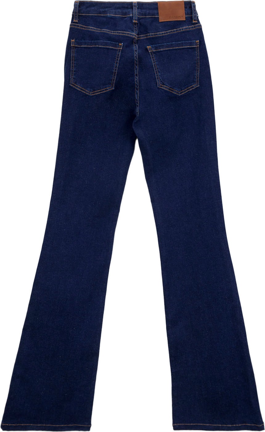 Fabrika Yüksek Bel Geniş Paça Flare Koyu Indigo Kadın Denim Pantolon F5WL-PNT0193 görsel 3