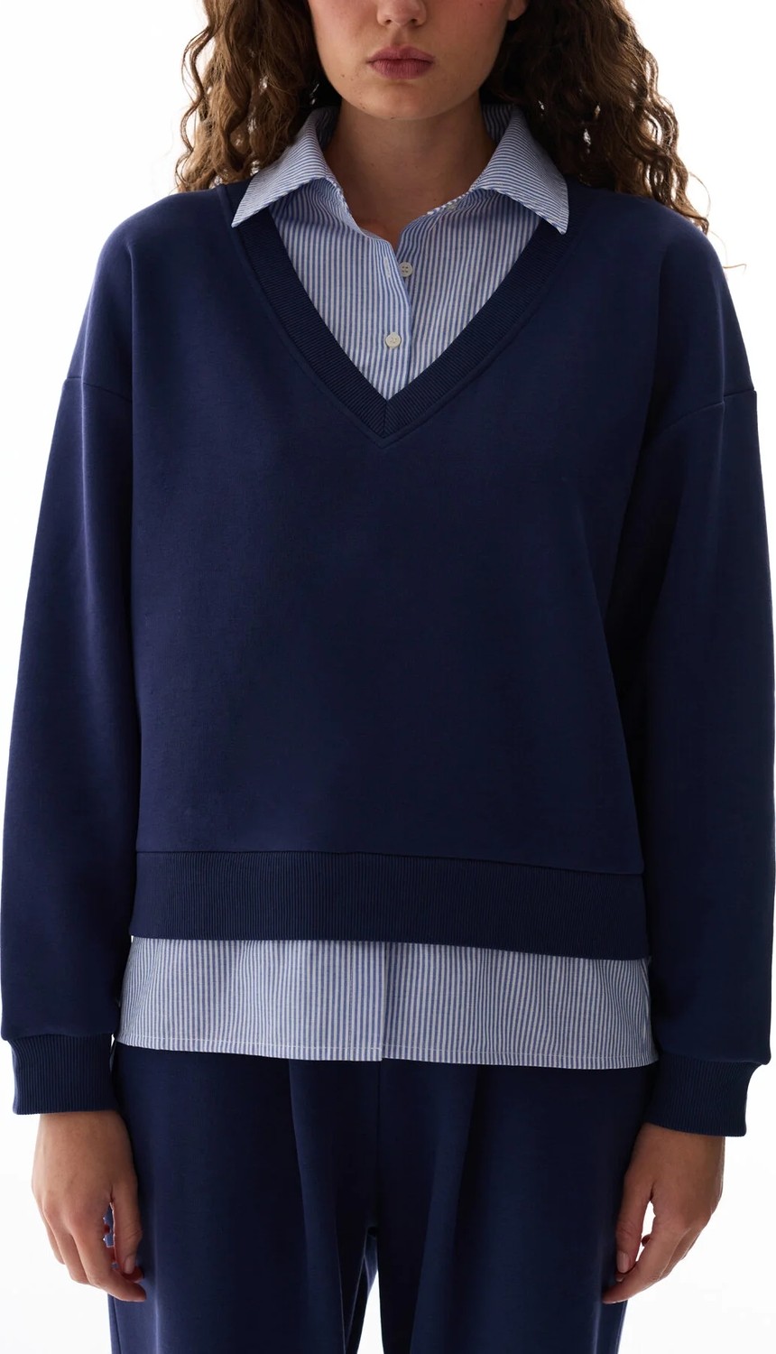 Penti Lacivert Gömlek Katmanlı Polo Yaka Sweatshirt görsel 2