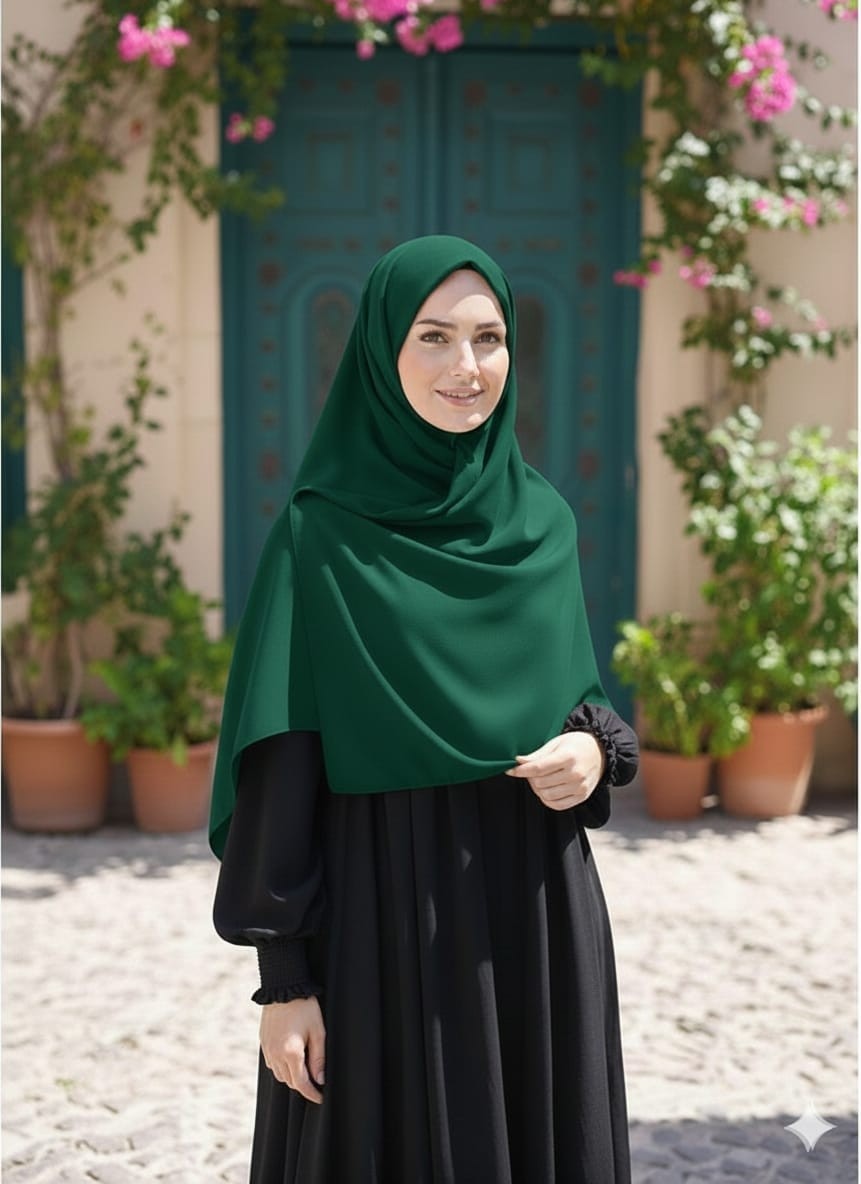 Fresco Scarfs Tesettür Hijab Mısır Medine Ipeği Eşarp 110x110 Küf Yeşili
