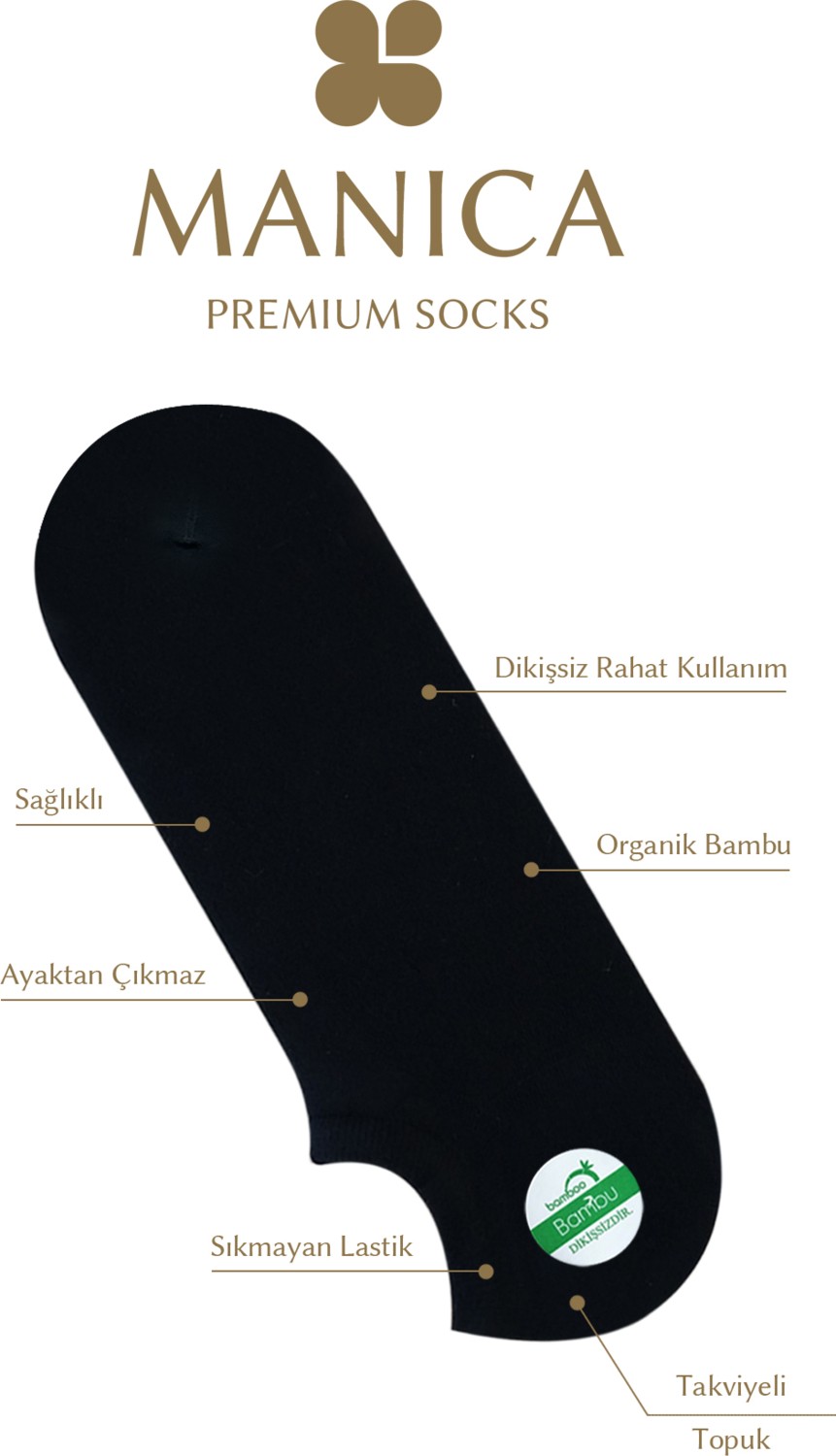 MANICA Erkek Bambu Sneaker Çorap 6 Çift Siyah Yumuşak Nefes Alır Dayanıklı Tasarım görsel 2