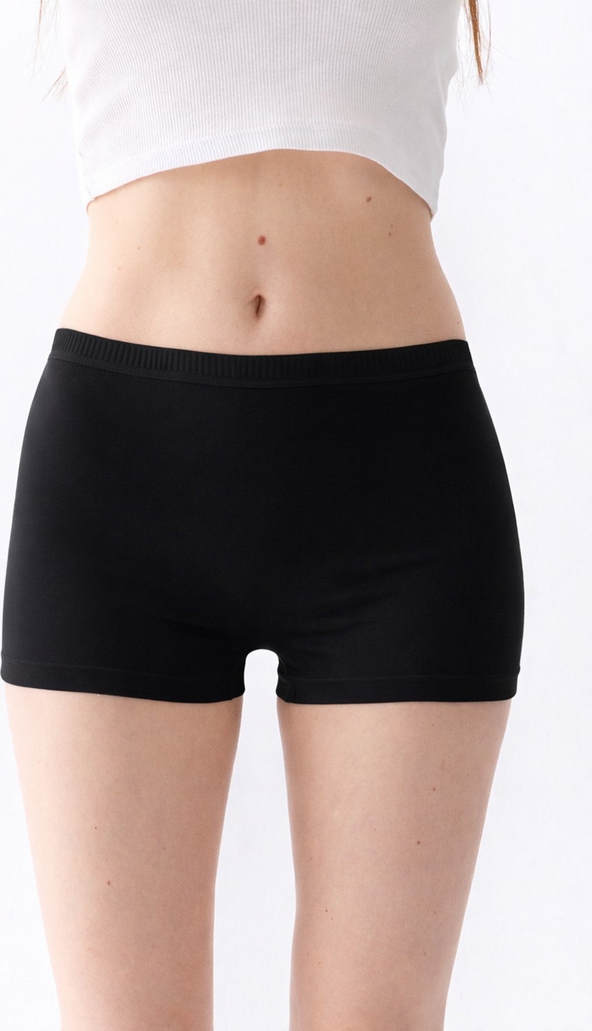 Sea Milano Kadın Boxer Külot 6'lı Pamuklu Likralı Yüksek Bel (Siyah Beyaz Ten Her Renk 2 Adet) Iç Çamaşır görsel 5