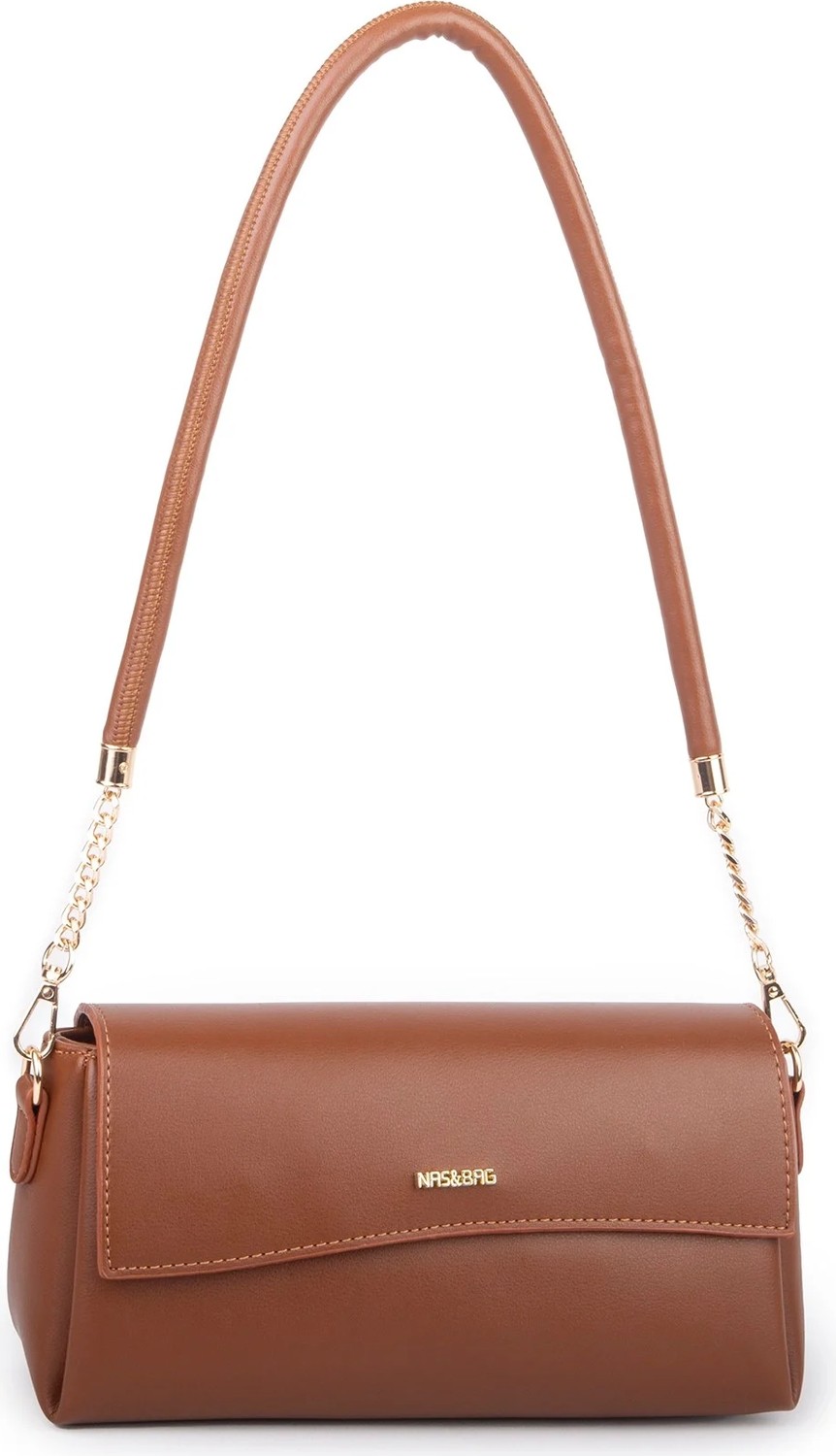 Nas Bag Kadın Sade Şık Omuz ve Çapraz Çanta (En 24 cm ;boy 12 cm ) Taba görsel 5
