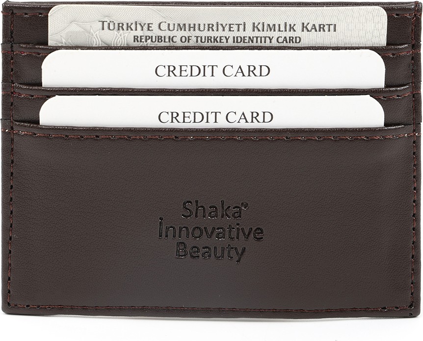 SHAKA Bordo SHK68 Unisex Suni Deri Süper Ince Model Kağıt Para Bölmeli Kredi Kartı ve Kartvizitlik Kartlık Cüzdan