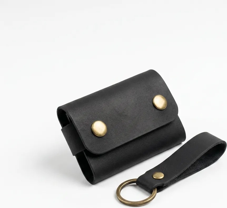 Late Bag %100 Hakiki Deri El Yapımı Mini Kartlık ve Anahtarlık Seti - Minimalist Unisex Cüzdan 6x9 cm