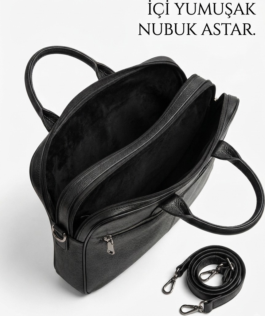 Başkent Çanta Evrak Çantası Hakiki Deri 15.6" Inç Laptop Çanta / Tablet A4 Dosya Uyumlu Premium %100 Orjinal Deri 8683255014170 görsel 7