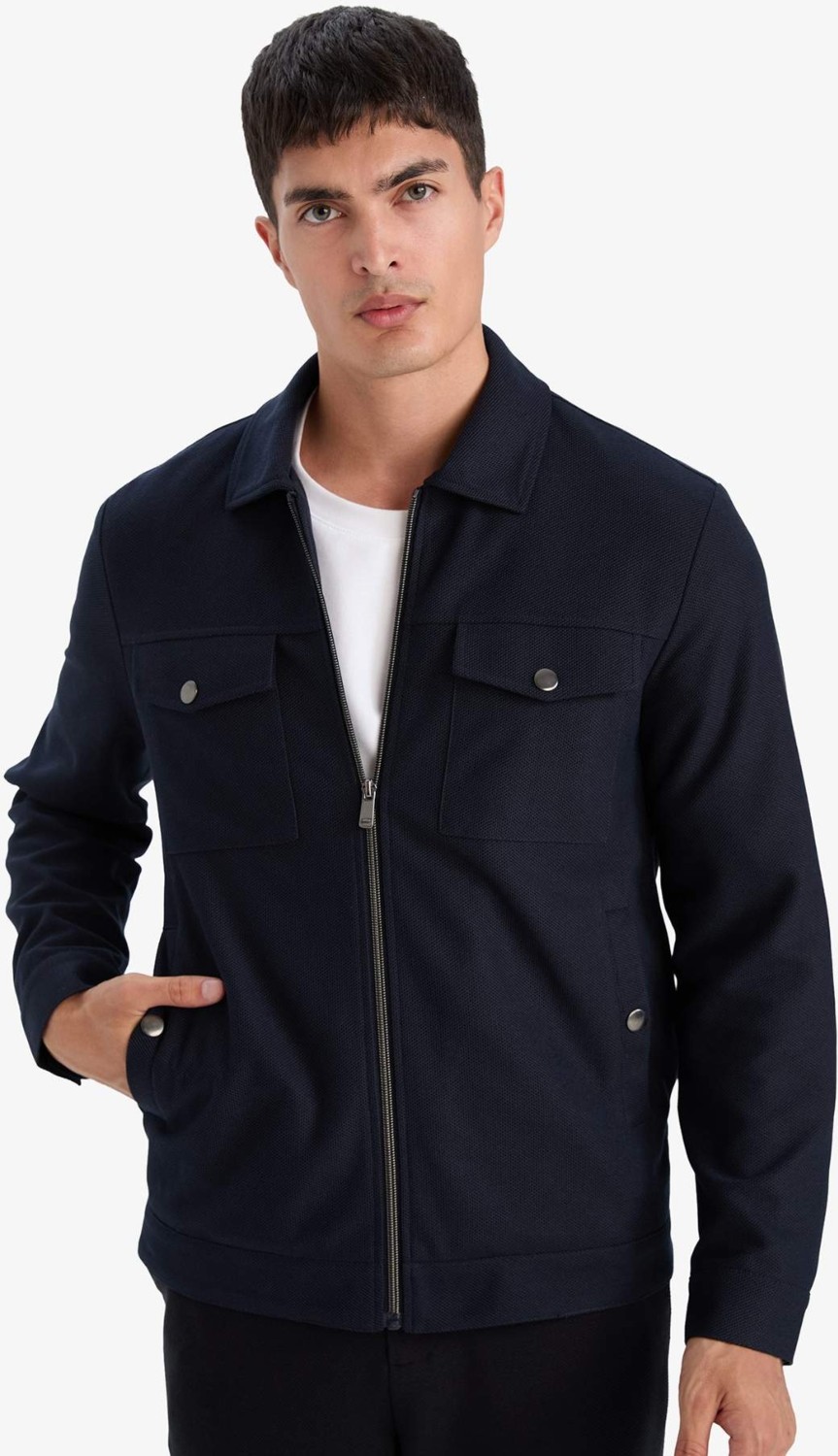 DeFacto Slim Fit Astarlı Fermuarlı Cepli Mevsimlik Mont D7533AX26SP görsel 3