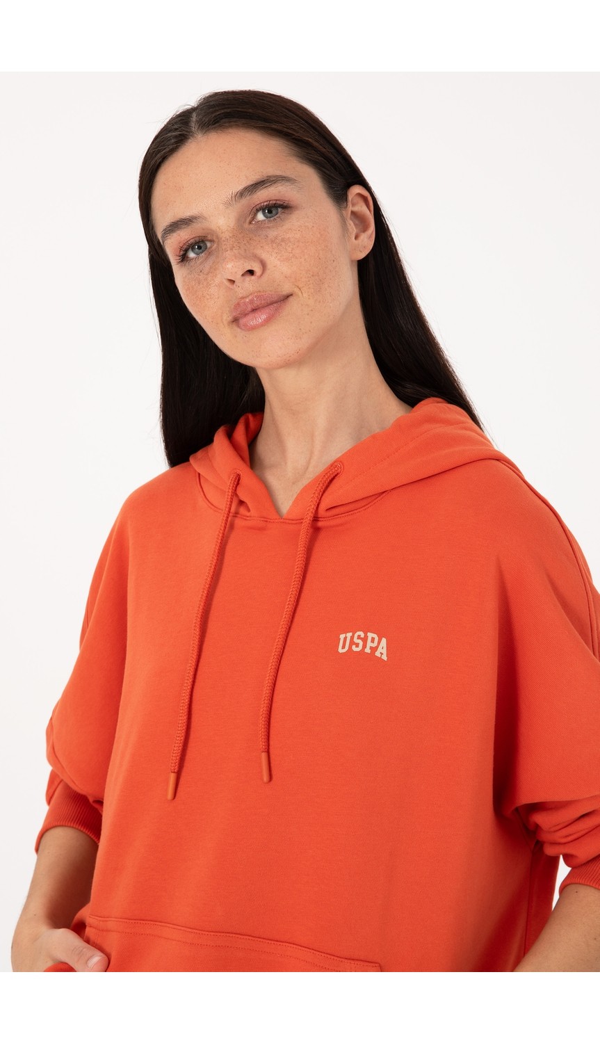 U.S. Polo Assn. Kadın Pudra Kapüşonlu Basic Sweatshirt 50297324-VR042 görsel 8