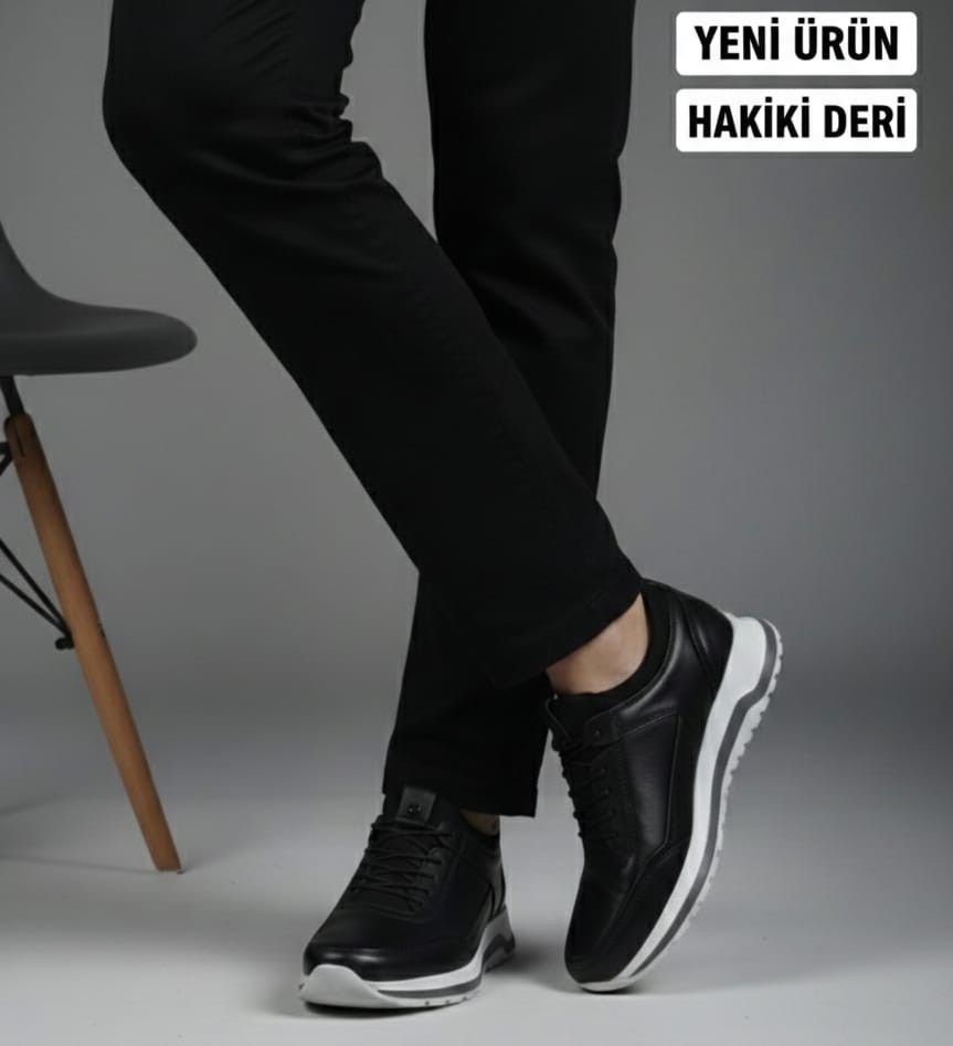 Romex Hakiki Deri Erkek Günlük Ayakkabı, Bilek Destekli, Poli Spor Tabanlı