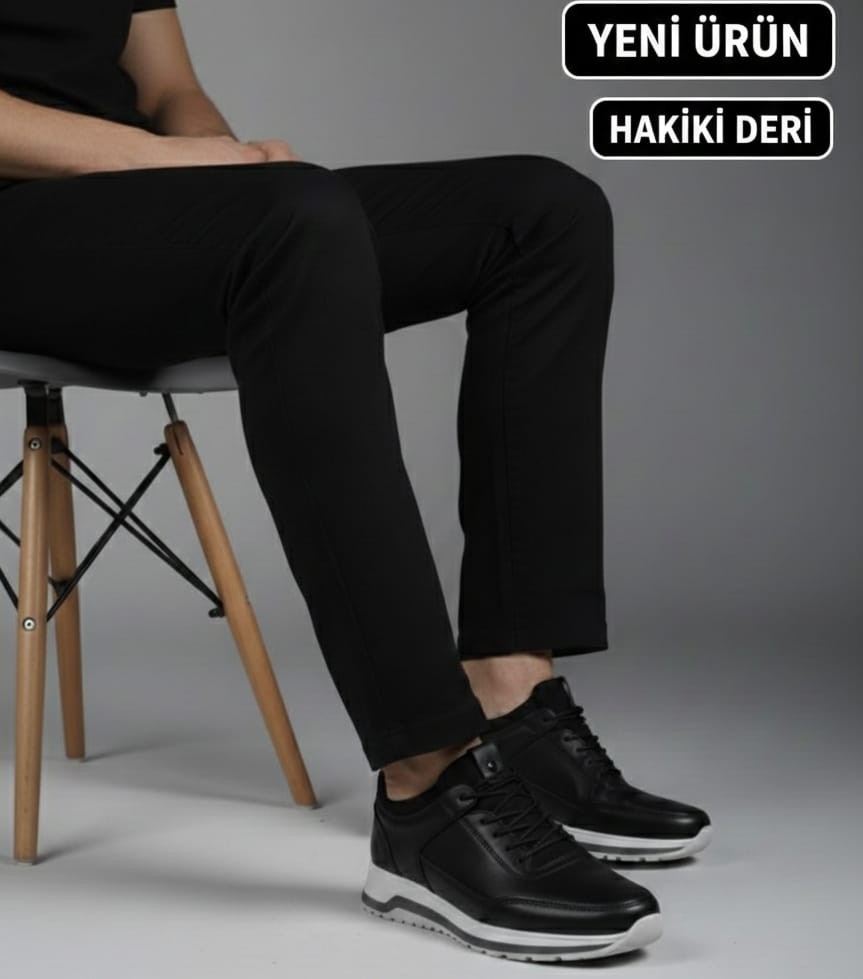 Romex Hakiki Deri Erkek Günlük Ayakkabı, Bilek Destekli, Poli Spor Tabanlı görsel 2