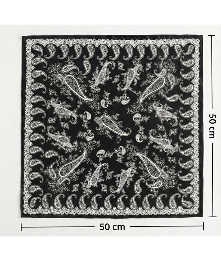 JZ Moda Paisley Desenli Lüks Saten Kare Fular - 50X50 cm Çok Amaçlı Bandana görsel 4