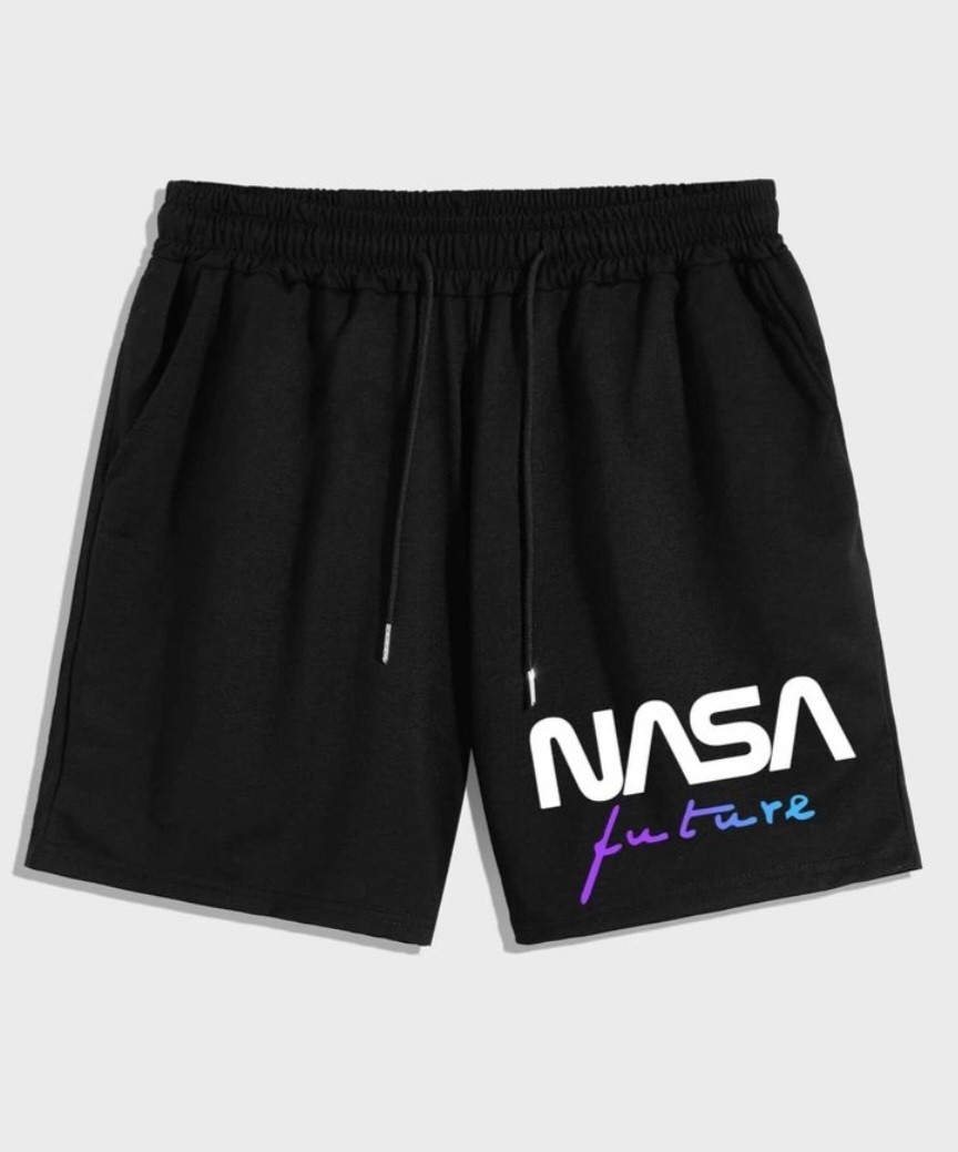 Punix Punıx Büyük Beden Nasa Future Baskılı Pamuk Dokuma Yeni Sezon Yazlık Erkek Battal Şort