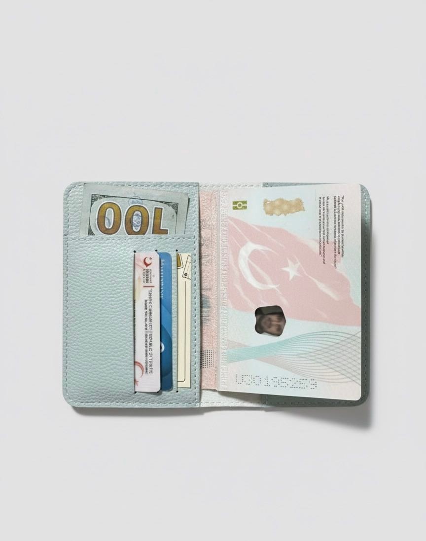 Gempo Vegan Deri Kredi Kartlıklı Para Bölmeli Pasaport Kılıfı Pasaportluk Çantası görsel 6