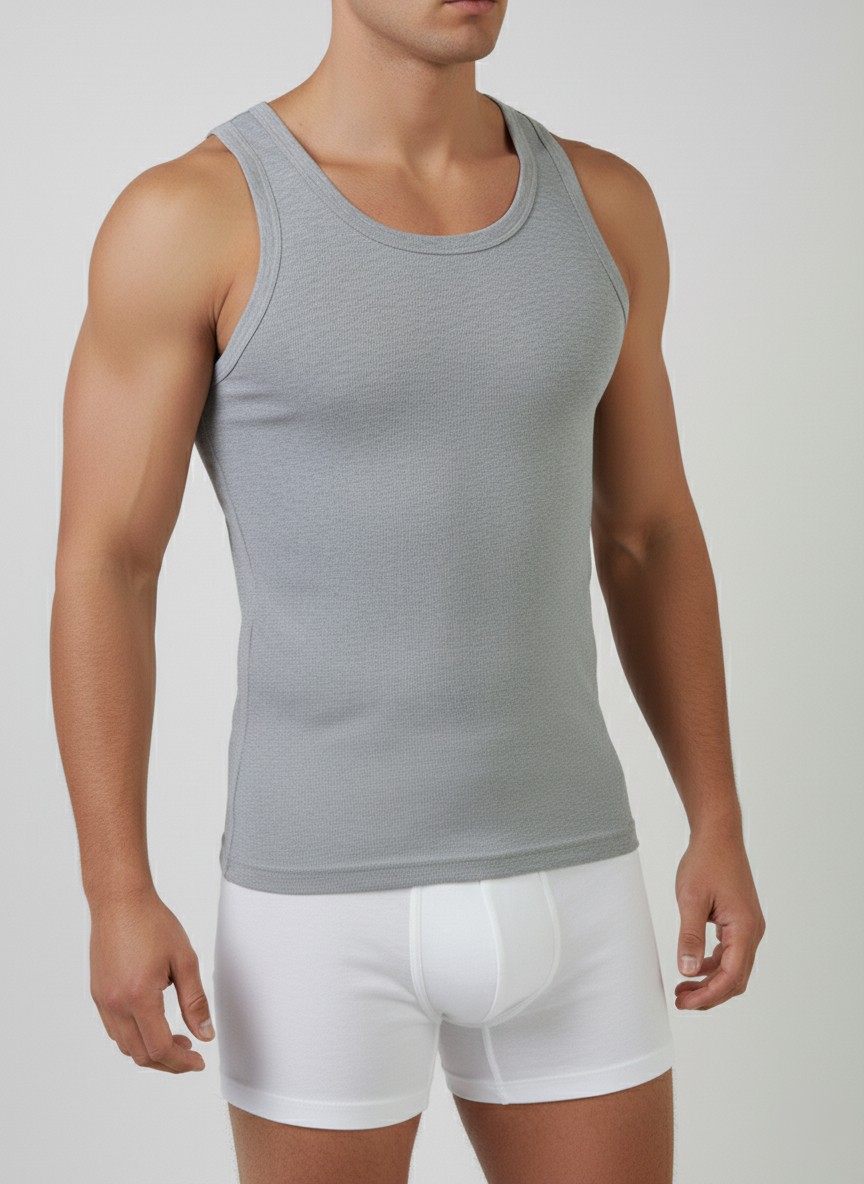 Balkonda Erkek Atlet Pamuklu İç Çamaşır 3'lü Paket Slim Fit Rahat - Berrak