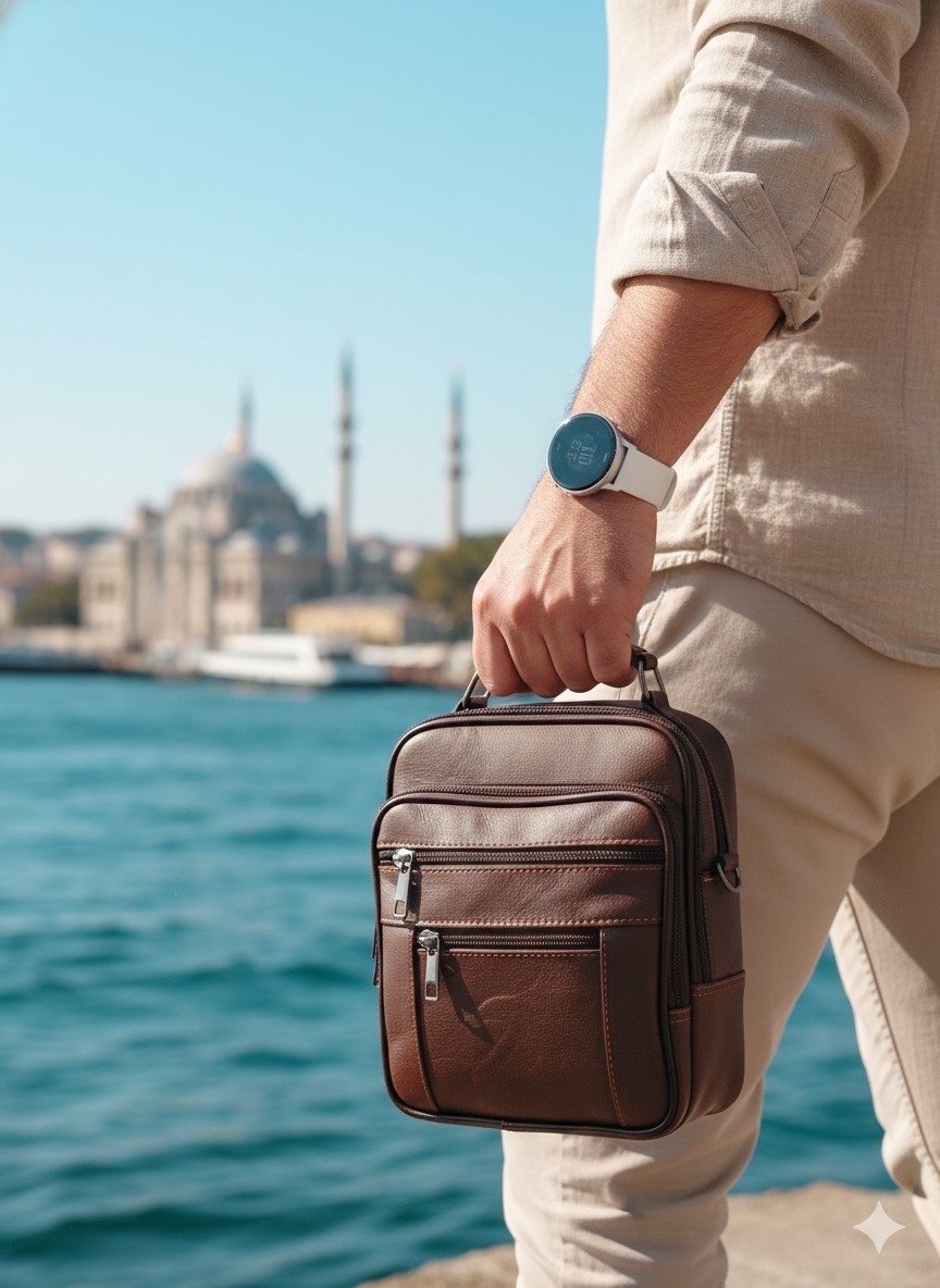Newish Polo Hakiki Deri Postacı Kasalı El Omuz Çantası Ortaboy