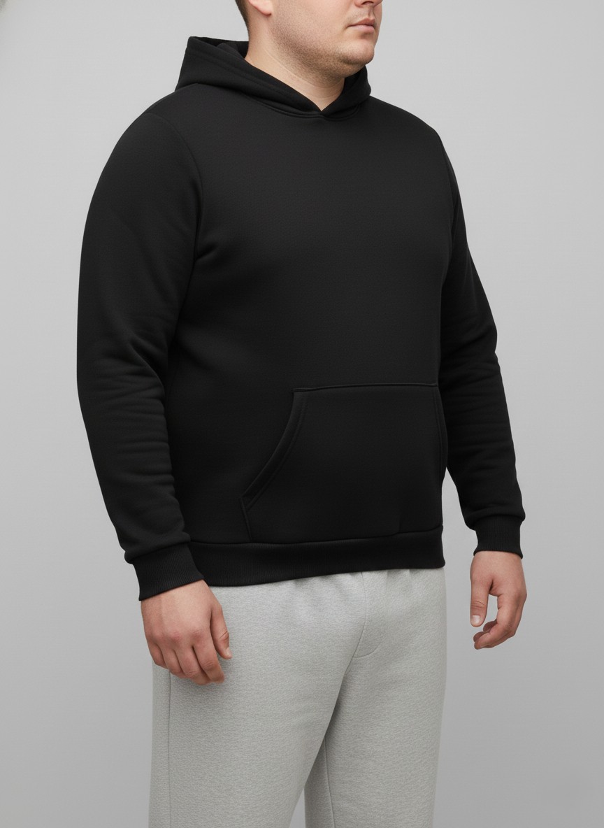 Balkonda Sweatshirt Kapüşonlu 3 Iplik Bol Kesim Yumuşak Esnek Unisex Mat Siyah