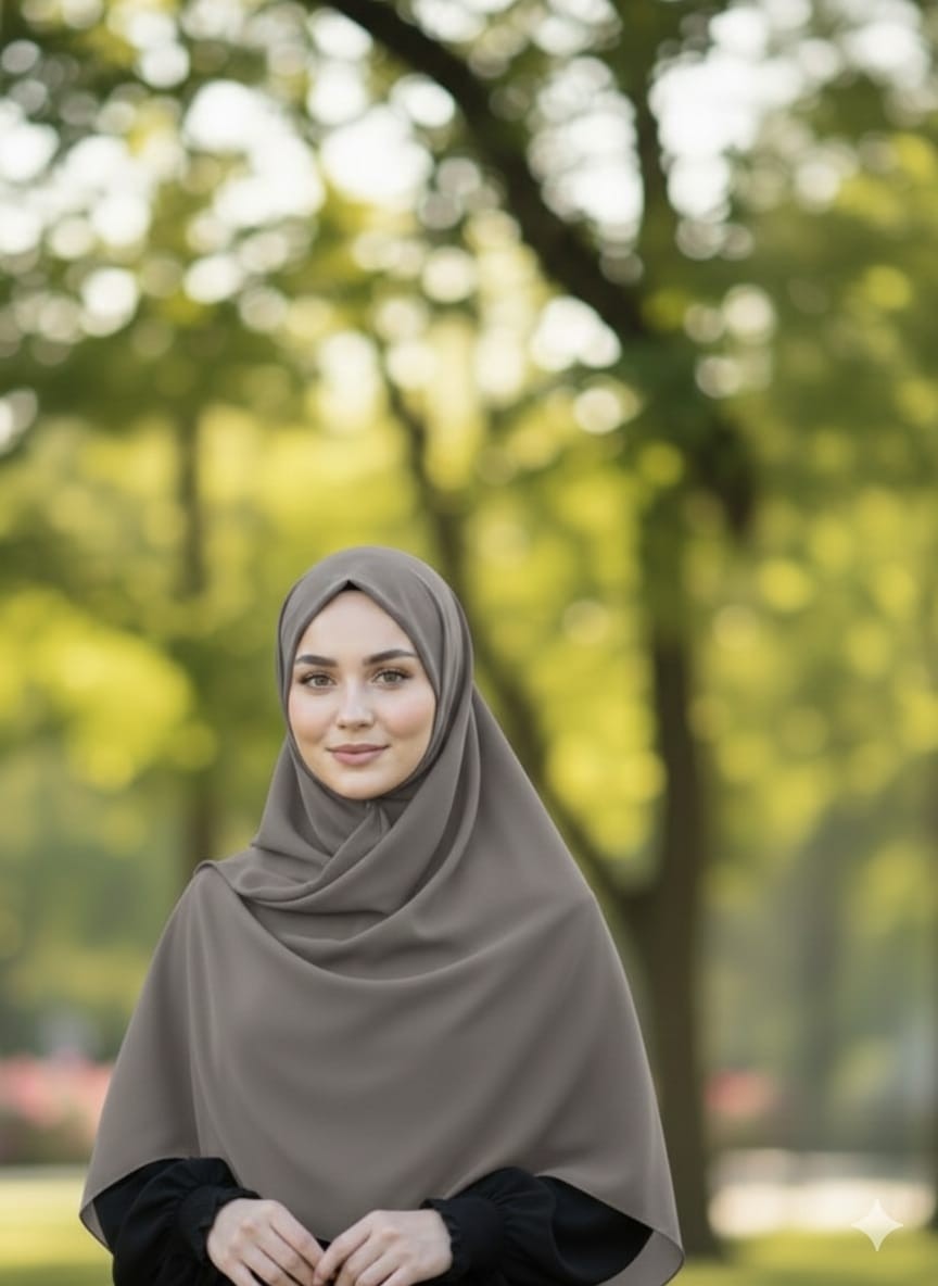 Fresco Scarfs Tesettür Hijab Mısır Medine Ipeği Eşarp 110x110 Küf Yeşili görsel 5