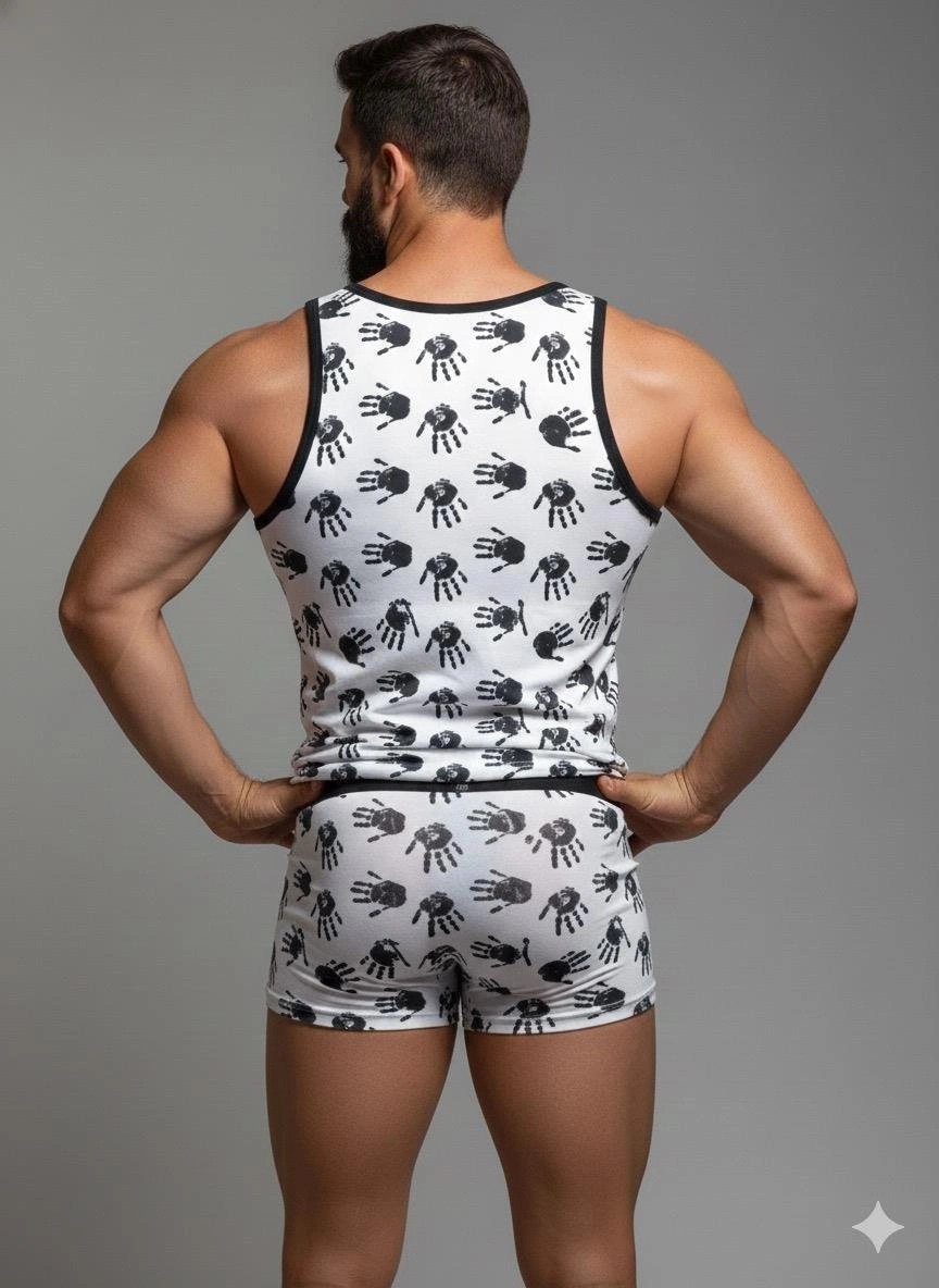 Çamaşır Kenti Erkek Desenli Tank Top Boxer Takım görsel 3