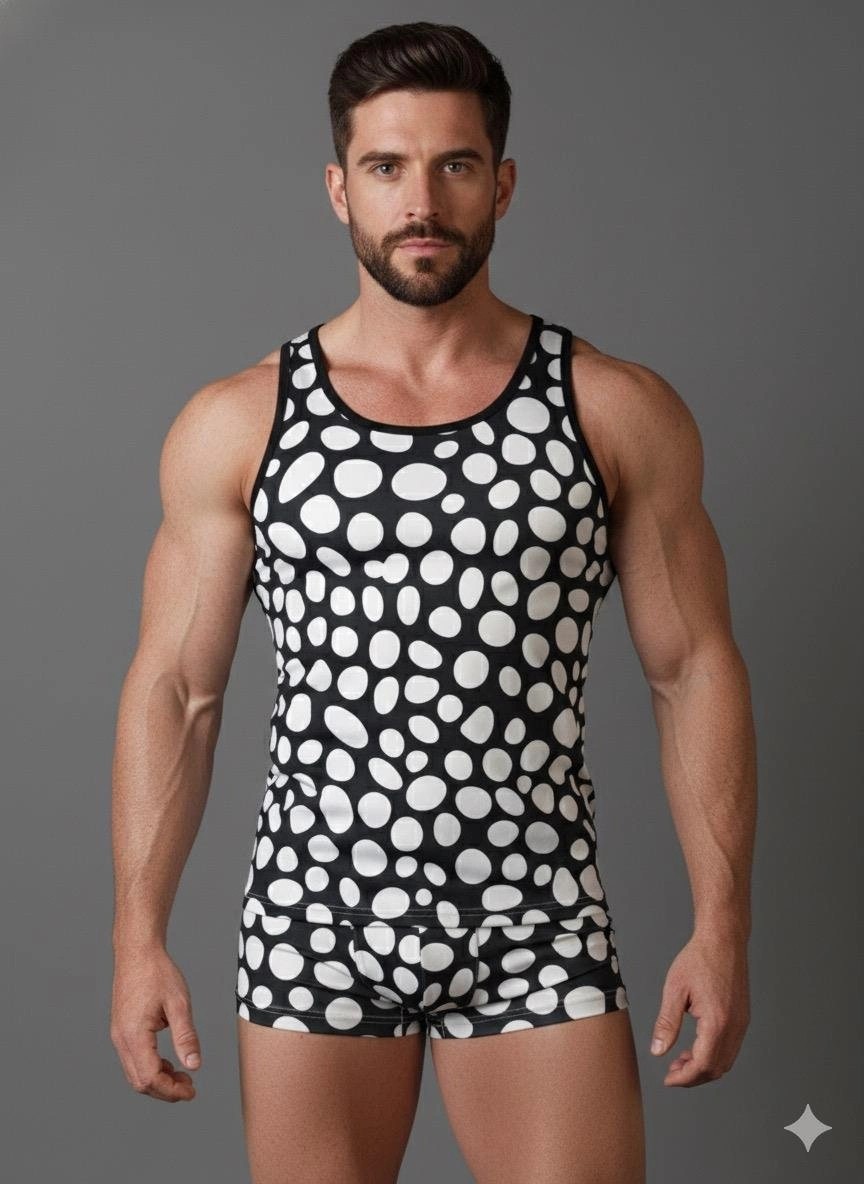Çamaşır Kenti Erkek Desenli Tank Top Boxer Takımı