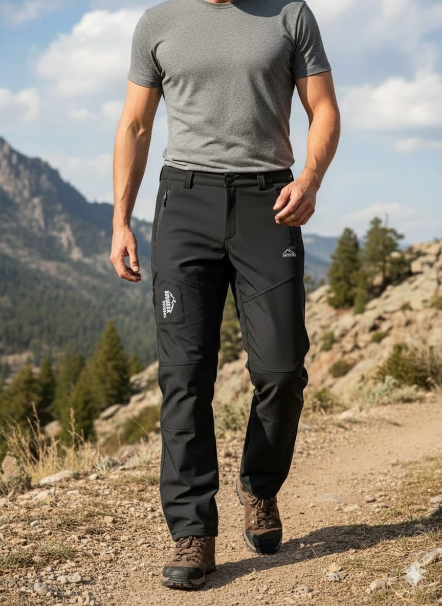 Sinwear Erkek Siyah Kışlık Içi Polar Su Itici Rüzgar Geçirmez Outdoor Softshell Pantolon görsel 3