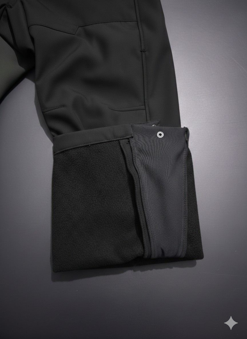 Snowmount Paça Fermuarlı Siyah Softshell Su İtici Rüzgar Geçirmez Outdoor Kışlık Pantolon görsel 5