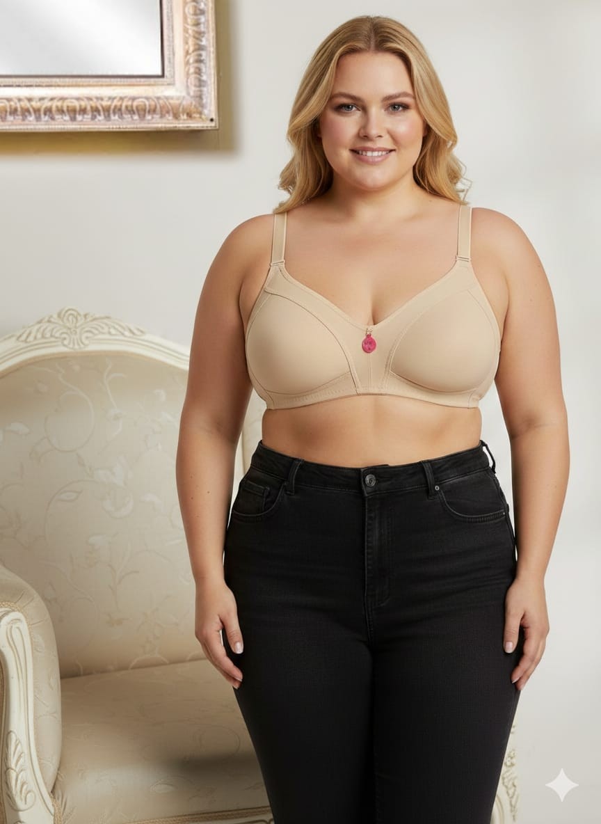 Wear Treasure Kadın Büyük Beden Sütyen C Cup Pamuklu Toparlayıcı Penye Sütyen görsel 2