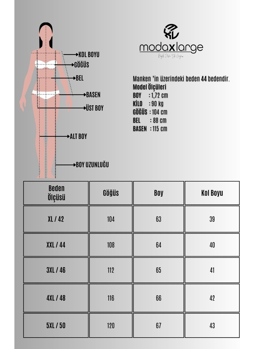 Koza Butik Kadın Büyük Beden Truvakar Kol Yakası Dantel Detaylı Bluz 2031-26 görsel 5