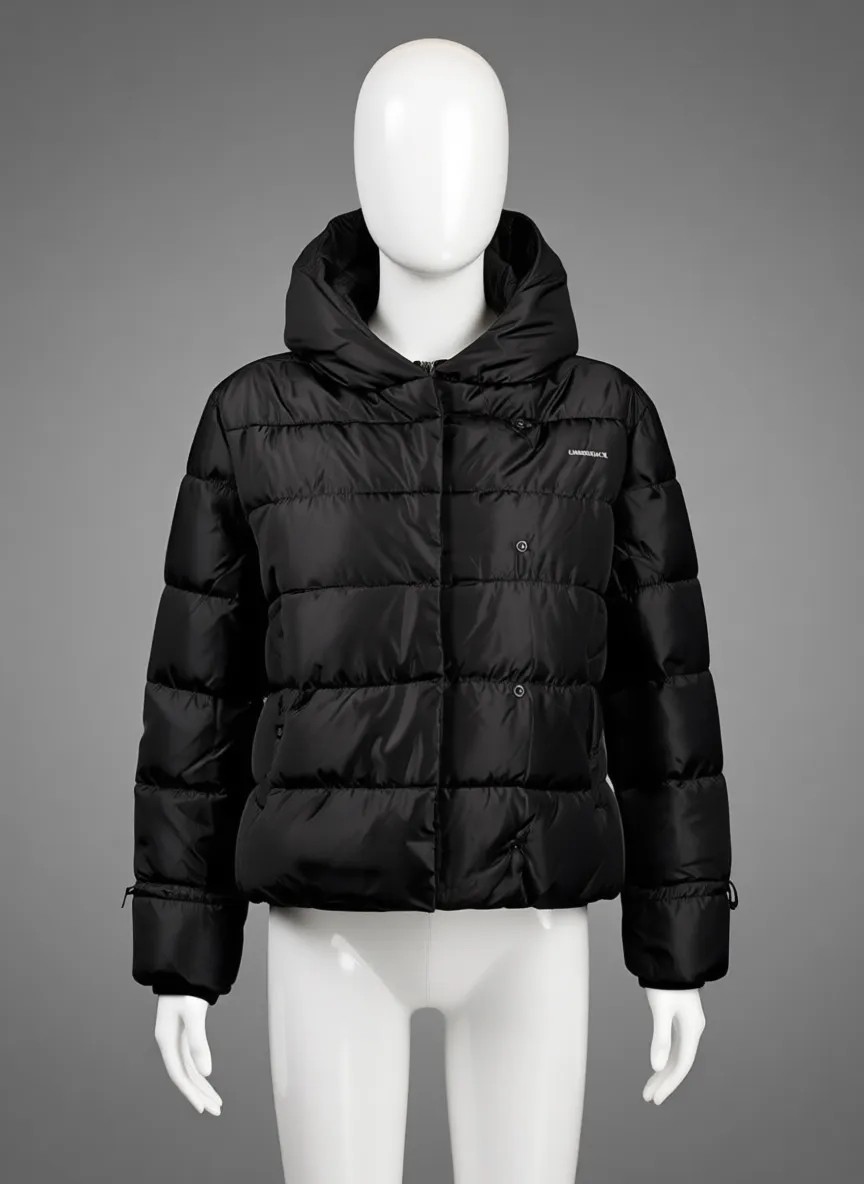 Lumberjack Kadın Şişme Kaban SN71 Short Karina Siyah Midi Uzun Kol S Beden 101044572 görsel 7