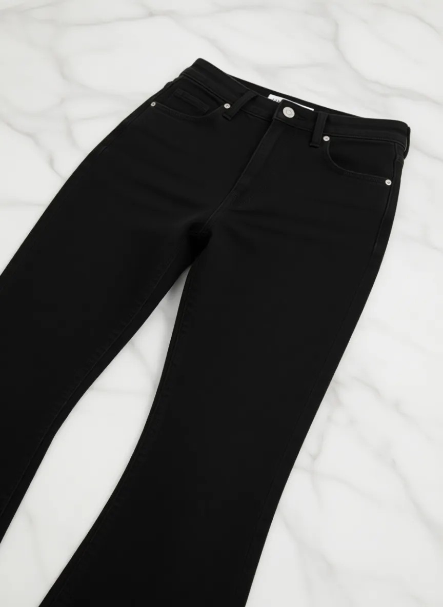 Lenithra Kadın Yüksek Bel Ispanyol Paça Power Likra Kot Denim Jean görsel 7