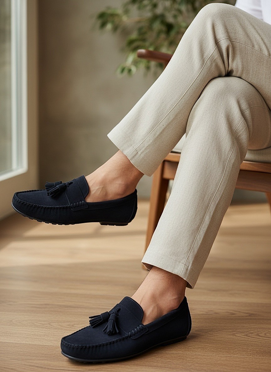 KAFKASLAR AYAKKABI Püsküllü Corcik Model Gerçek Süet Deri Yumuşak Taban Loafer Erkek Ayakkabı görsel 3