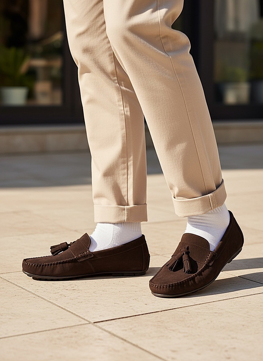KAFKASLAR AYAKKABI Püsküllü Corcik Model Gerçek Süet Deri Yumuşak Taban Loafer Erkek Ayakkabı görsel 7