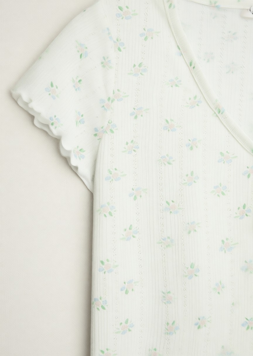 Koton Düğmeli V Yaka Kısa Kollu Desenli Şortlu Pijama Takımı görsel 6