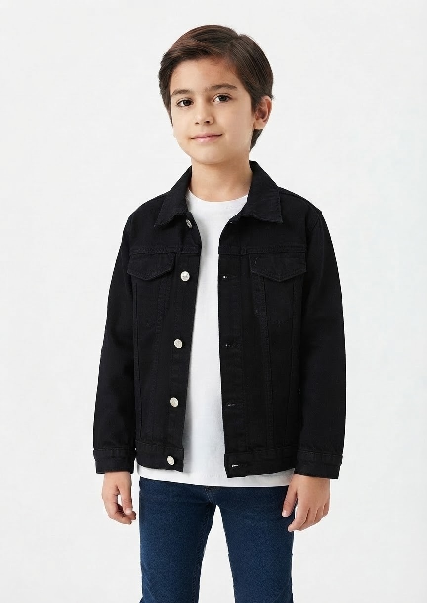 Güler Butik Unisex Gri Mavi Siyah Renk Alternatifli Kot Ceket- Unisex Çocuk Denim Ceket görsel 5