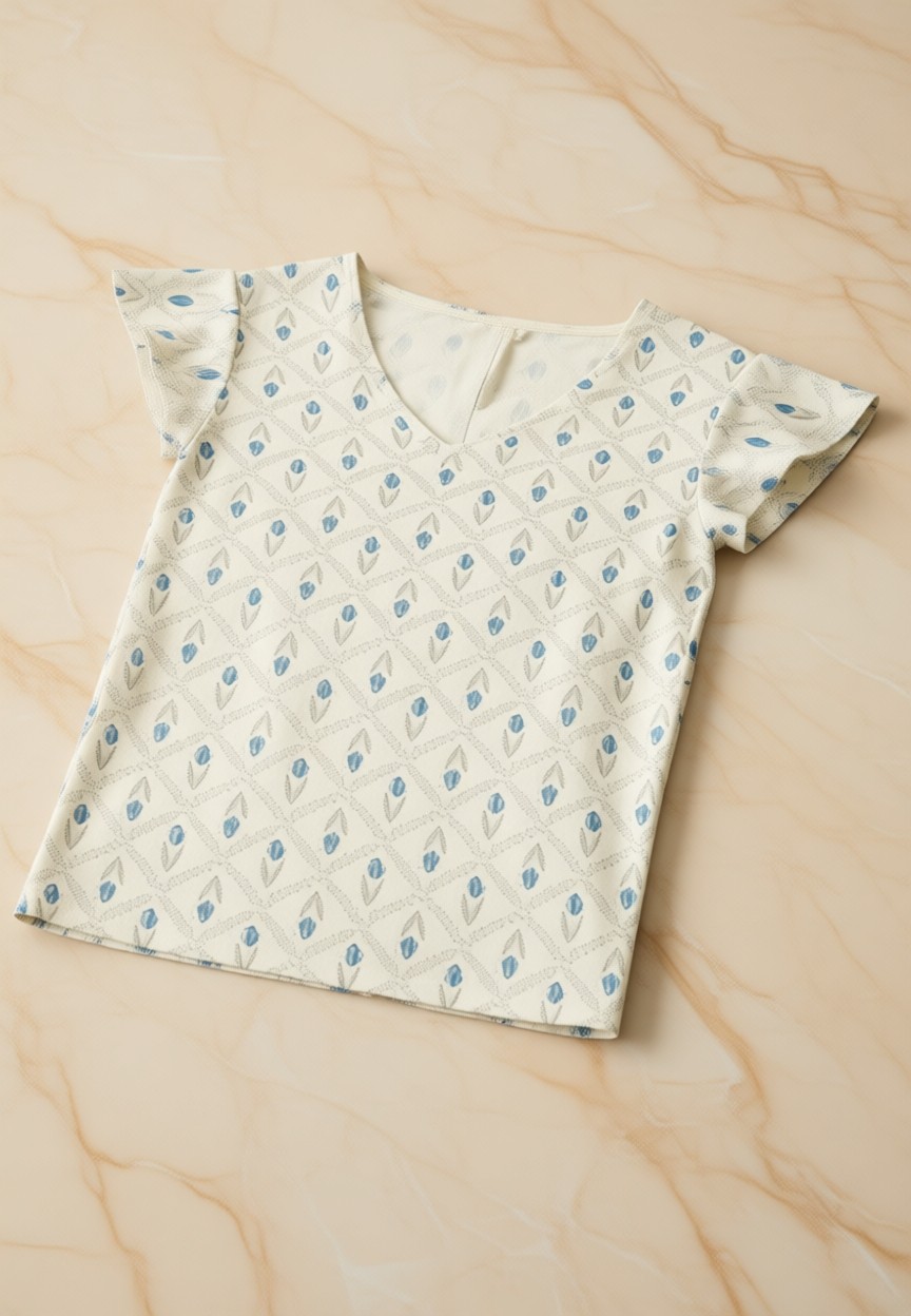 Penti Bej Serenity Kapri Çiçekli Kısa Kollu Pijama Takımı görsel 5