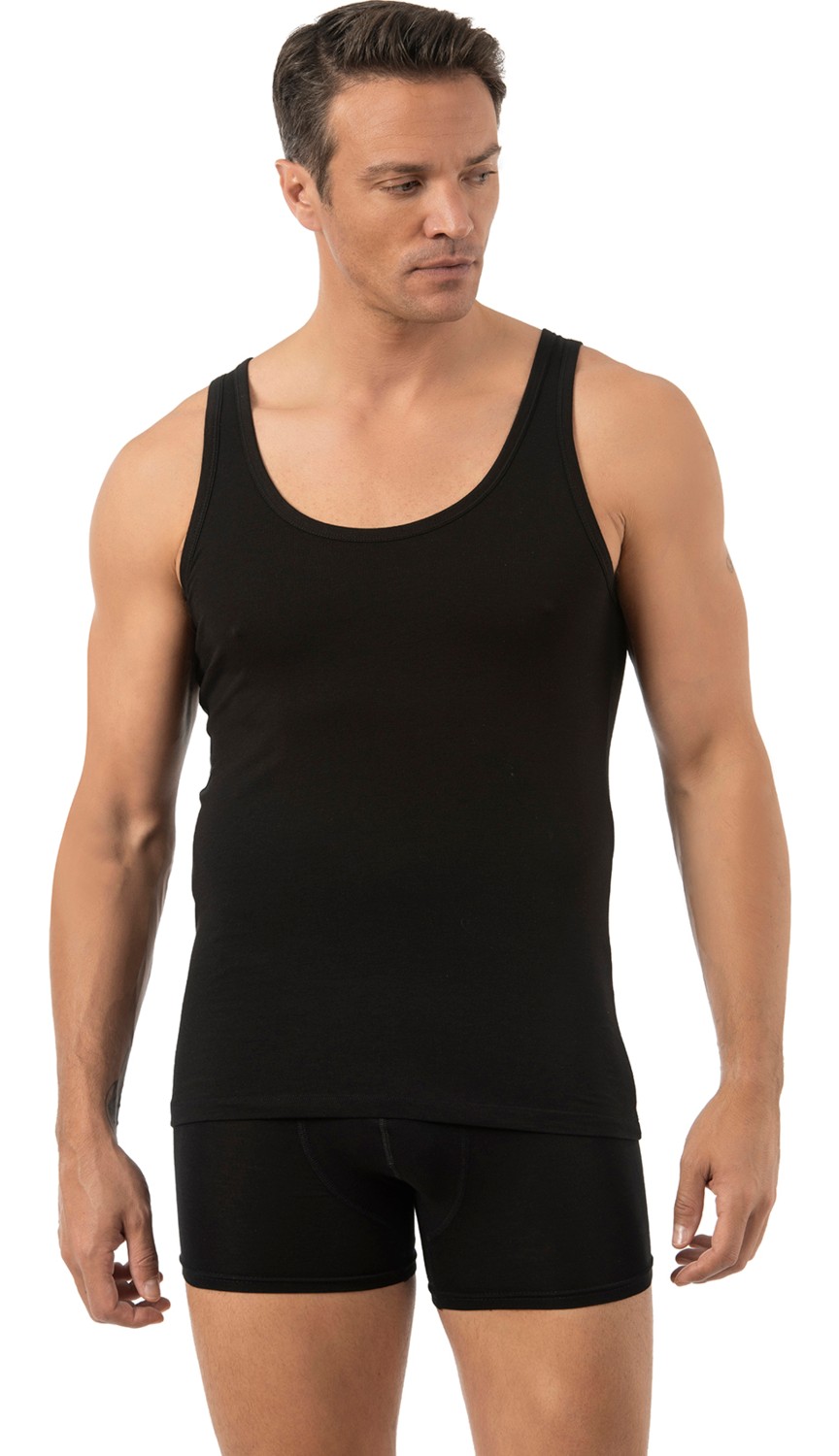 Özkan Underwear Özkan 10852 Erkek Premium Kumaş Pamuklu Modal Esnek Rahat Kalın Askılı Atlet görsel 5