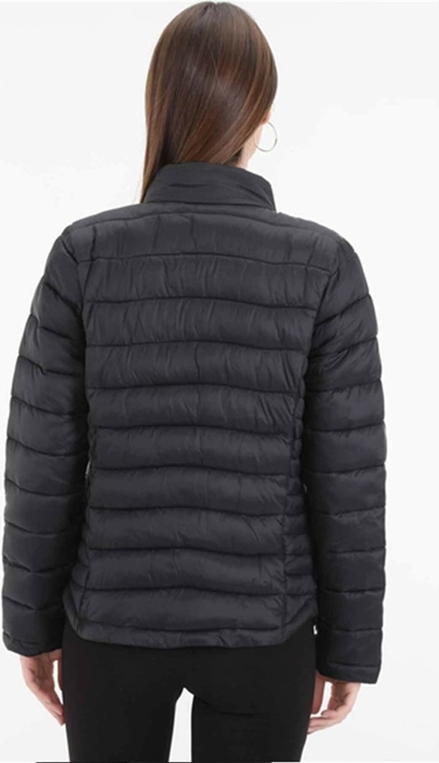 Lumberjack Kadın Siyah V5 Padded Coat Şişme Mont Uzun Kol Düz Desenli Günlük Model görsel 3