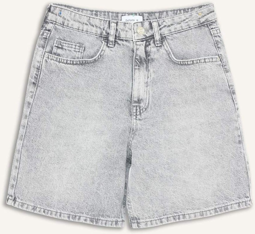 DeFacto %100 Pamuk Jean Bermuda Şort H0663AX26HS görsel 7