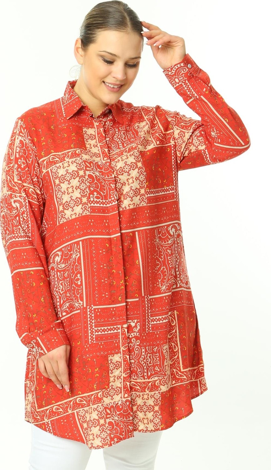 Ladies First Desenli Tunik 9000-D09 Pamuk Kumaş görsel 4