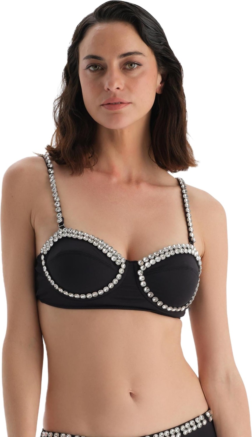 Die Grup Dagi Kadın Bralet, Örme, Siyah, 36
