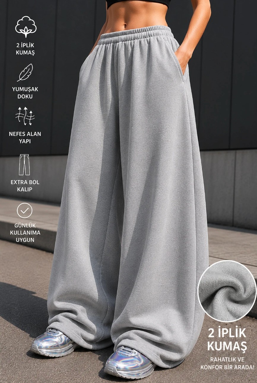 BSBSPOR Ultra Bol Baggy Ayarlanabilir Lastikli Paça Unisex Ekstra Rahat Kalıp Günlük Esofman Altı