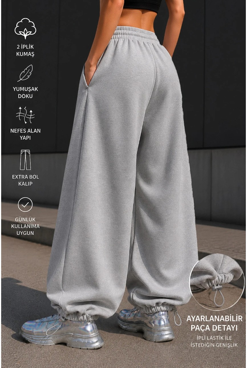 BSBSPOR Ultra Bol Baggy Ayarlanabilir Lastikli Paça Unisex Ekstra Rahat Kalıp Günlük Esofman Altı görsel 7